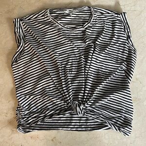 FRAME knotted rolled T Shirt L 100% cotton striped
